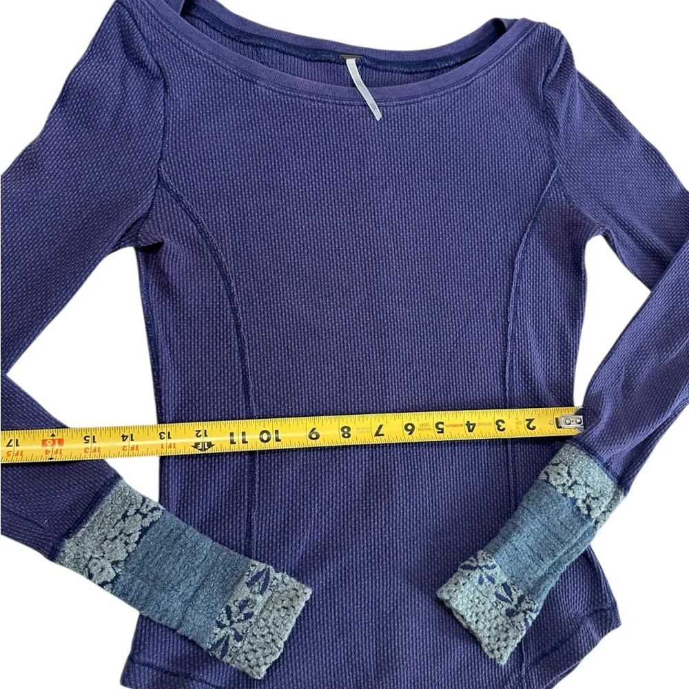 Free People Women's XS Newbie Rosy Cuff Thermal Purple Top - Picture 12 of 17